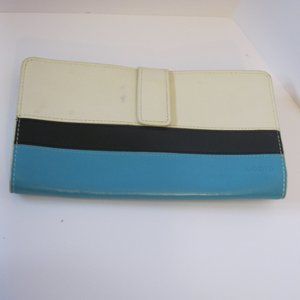 Lodis Bifold Leather Wallet - Turquoise/Black/White